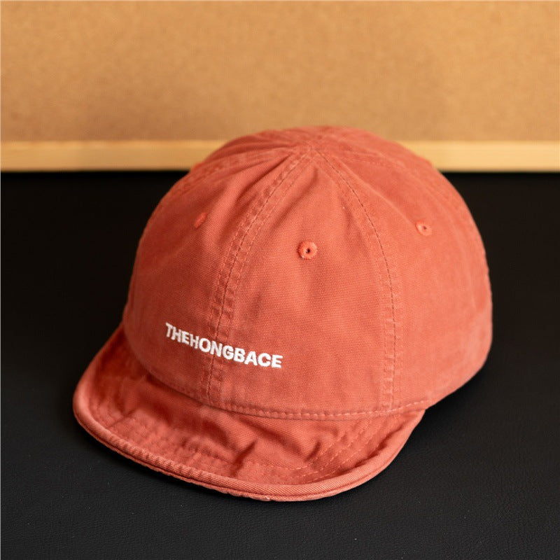 Men Women Washed Cotton Short Brim Baseball Cap Vintage Soft Adjustable Hat