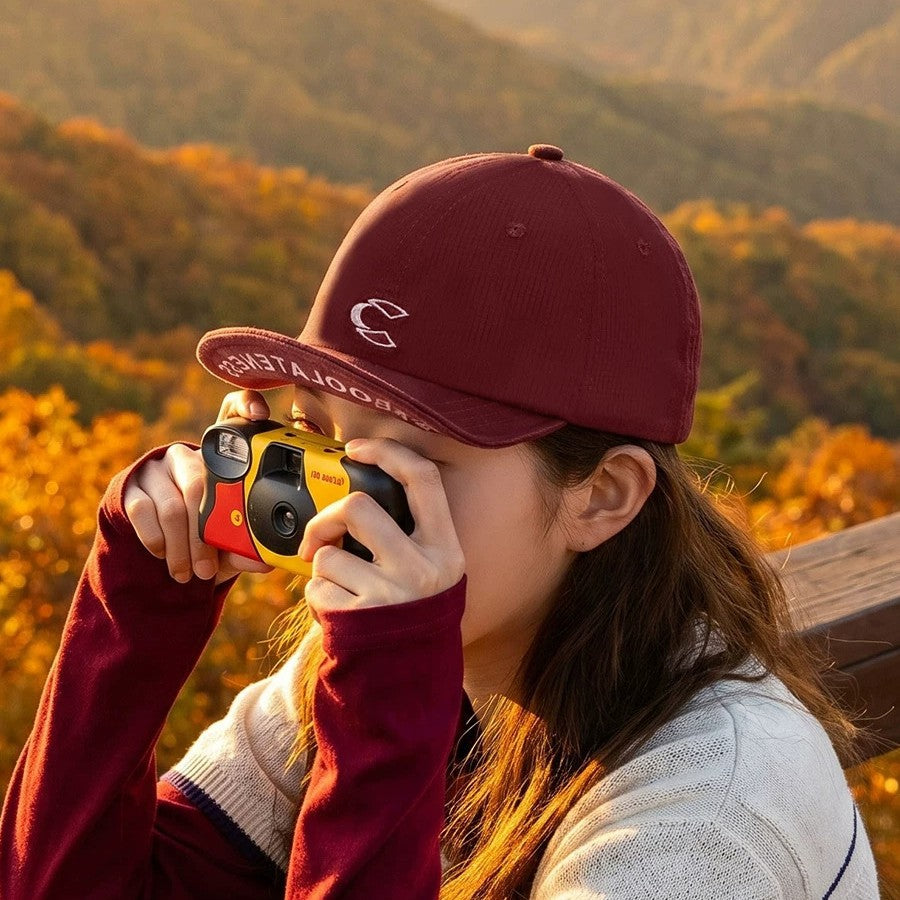 Washed Pure Cotton Baseball Cap With Embroidered Letter C