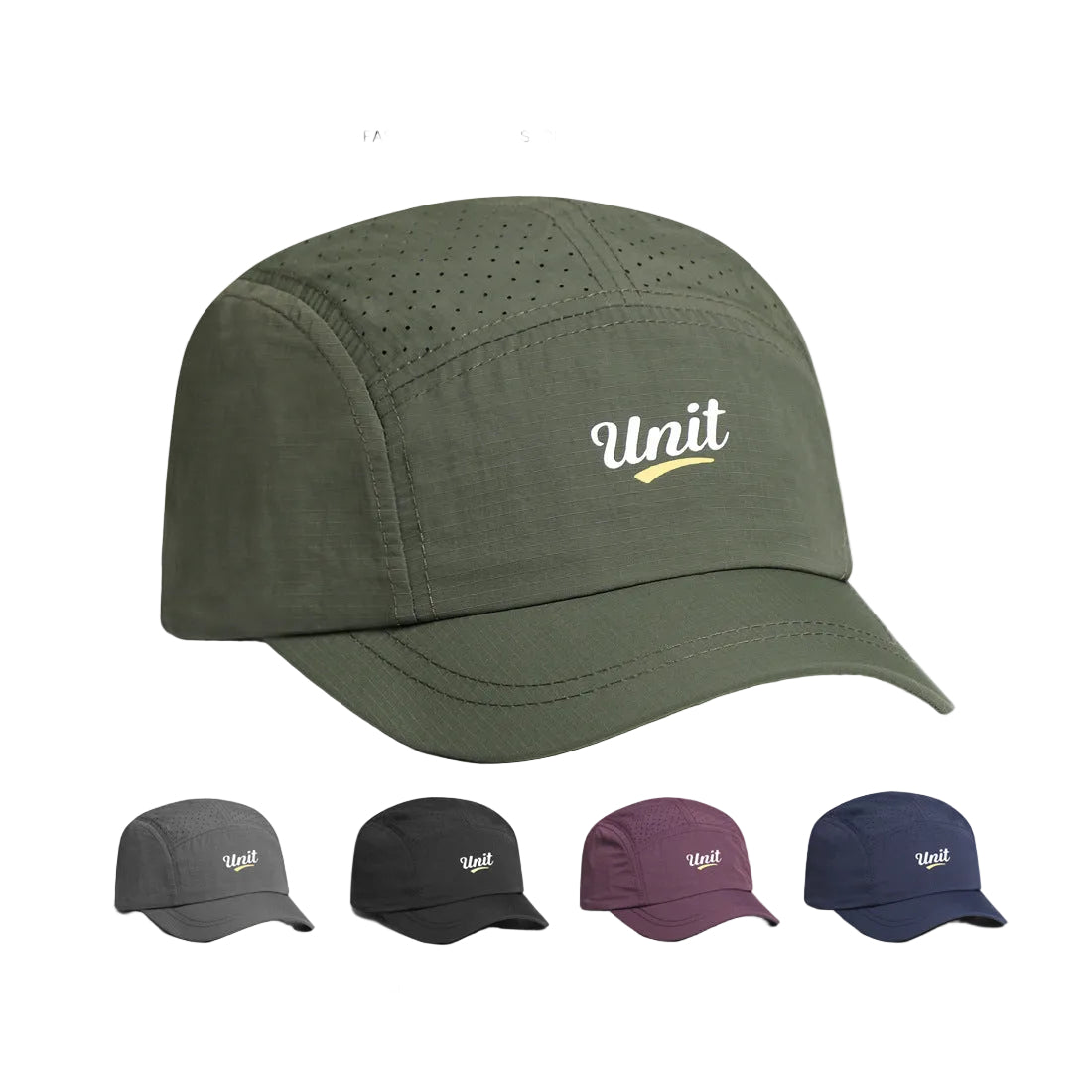 Gorra de béisbol de cinco paneles con malla y secado rápido para hombre
