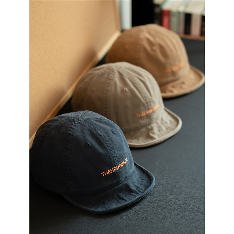 Men Women Washed Cotton Short Brim Baseball Cap Vintage Soft Adjustable Hat