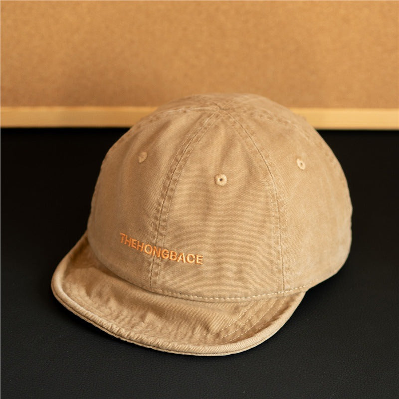 Men Women Washed Cotton Short Brim Baseball Cap Vintage Soft Adjustable Hat