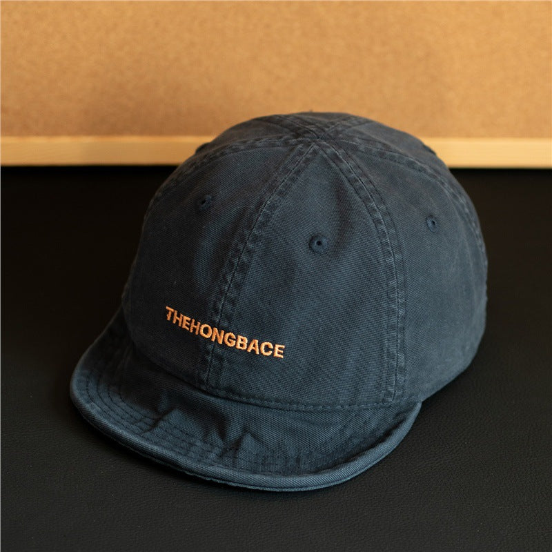 Men Women Washed Cotton Short Brim Baseball Cap Vintage Soft Adjustable Hat