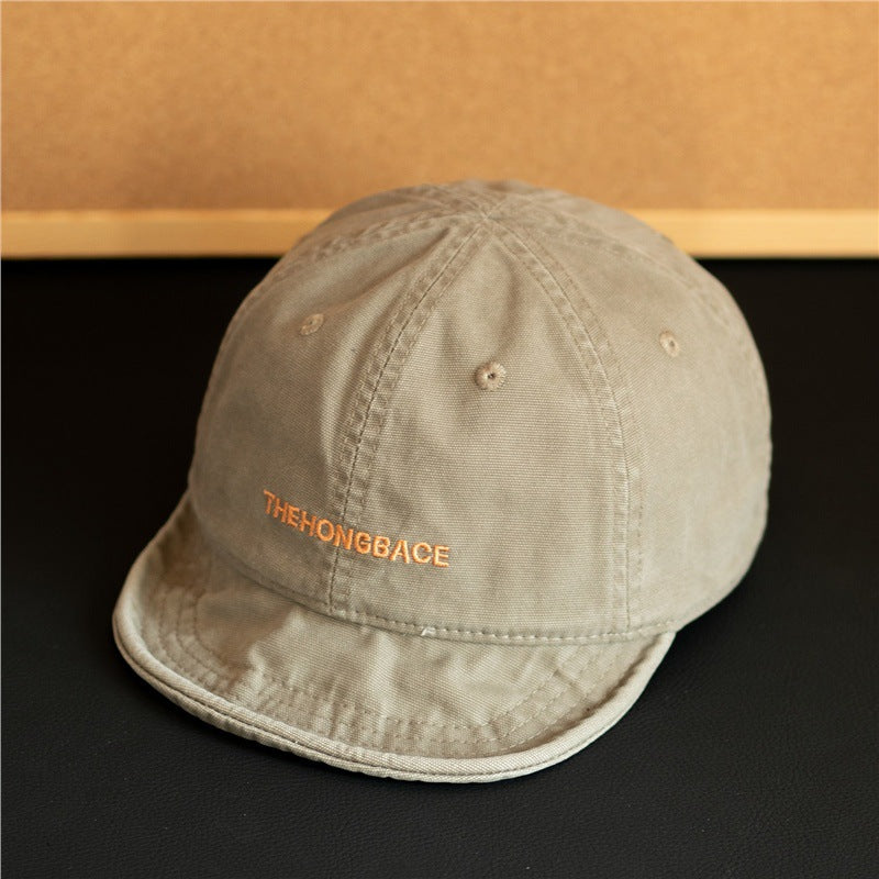Men Women Washed Cotton Short Brim Baseball Cap Vintage Soft Adjustable Hat